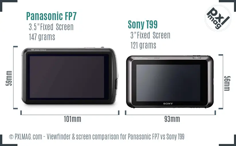 Panasonic FP7 vs Sony T99 Screen and Viewfinder comparison
