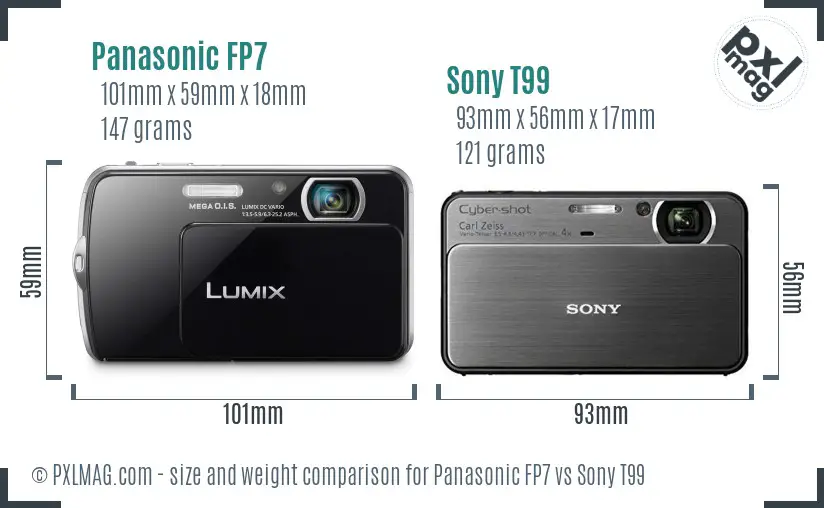 Panasonic FP7 vs Sony T99 size comparison