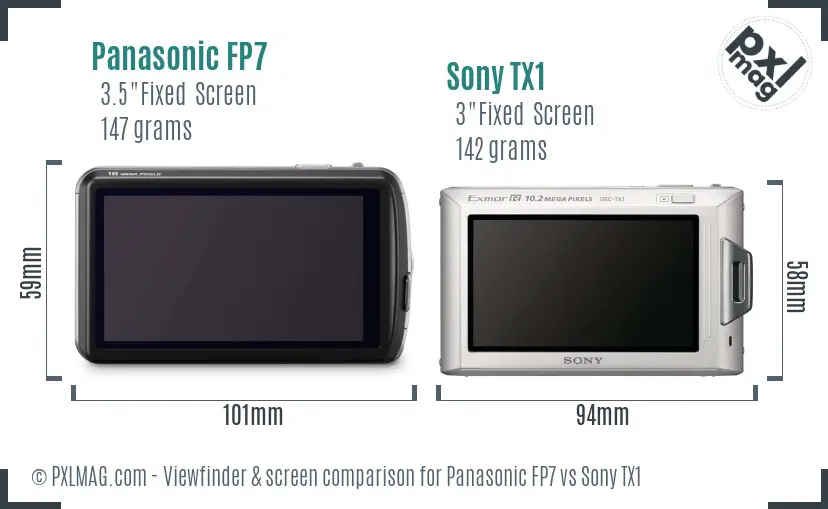 Panasonic FP7 vs Sony TX1 Screen and Viewfinder comparison
