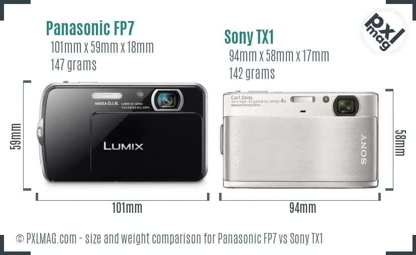 Panasonic FP7 vs Sony TX1 size comparison
