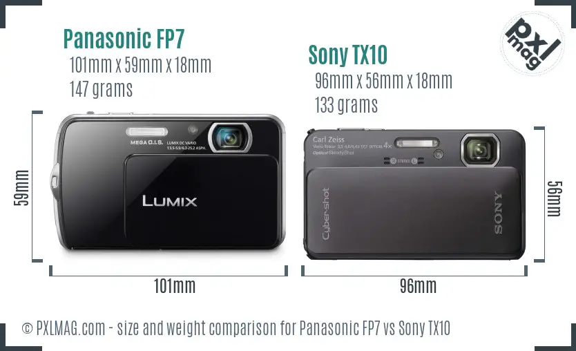 Panasonic FP7 vs Sony TX10 size comparison