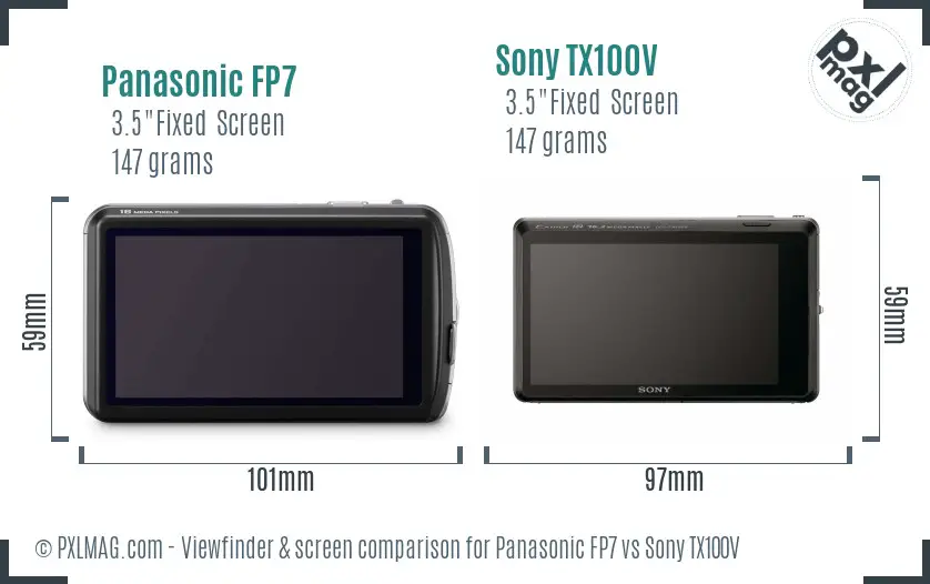 Panasonic FP7 vs Sony TX100V Screen and Viewfinder comparison