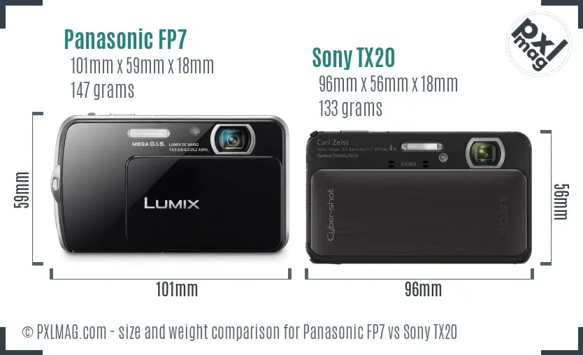 Panasonic FP7 vs Sony TX20 size comparison