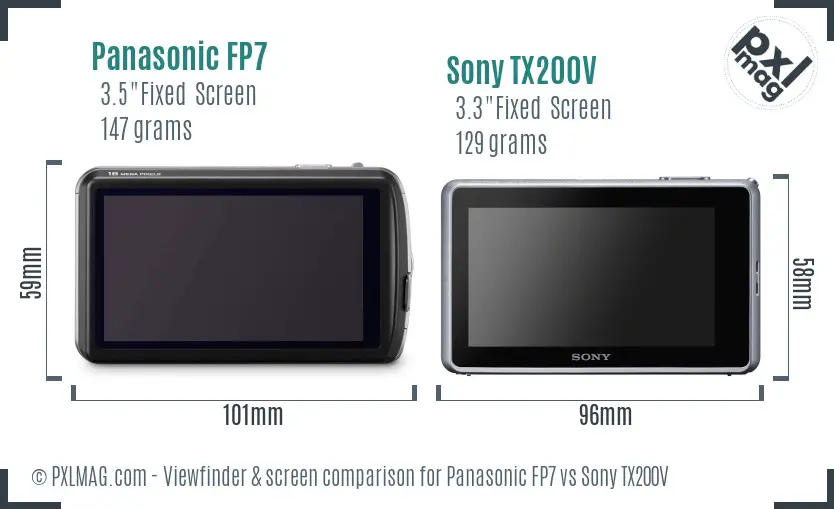 Panasonic FP7 vs Sony TX200V Screen and Viewfinder comparison
