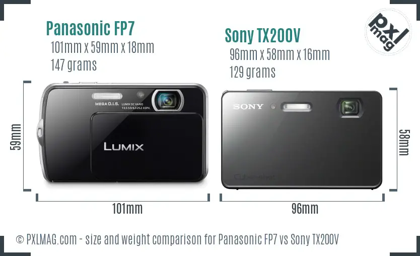 Panasonic FP7 vs Sony TX200V size comparison