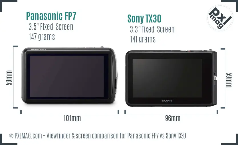 Panasonic FP7 vs Sony TX30 Screen and Viewfinder comparison