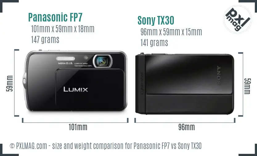 Panasonic FP7 vs Sony TX30 size comparison