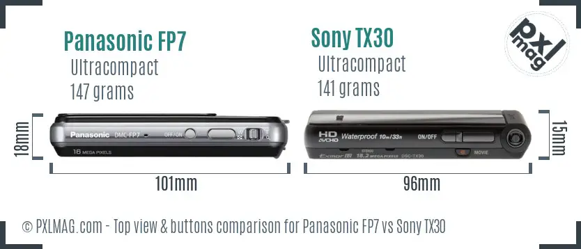 Panasonic FP7 vs Sony TX30 top view buttons comparison