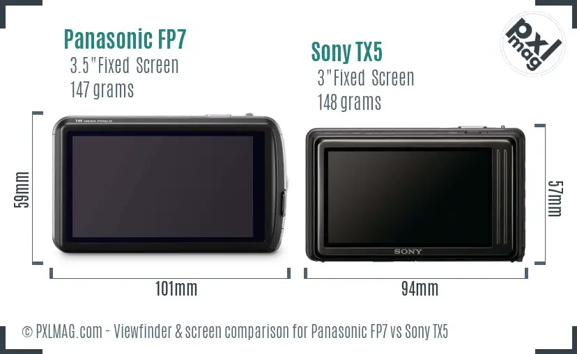 Panasonic FP7 vs Sony TX5 Screen and Viewfinder comparison