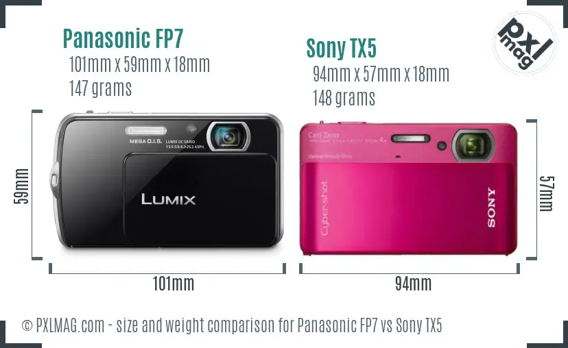Panasonic FP7 vs Sony TX5 size comparison