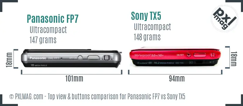 Panasonic FP7 vs Sony TX5 top view buttons comparison