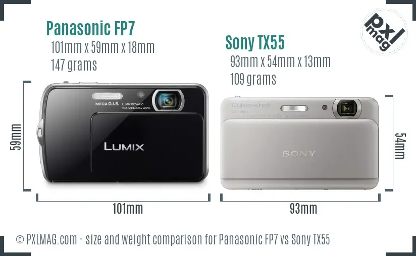 Panasonic FP7 vs Sony TX55 size comparison