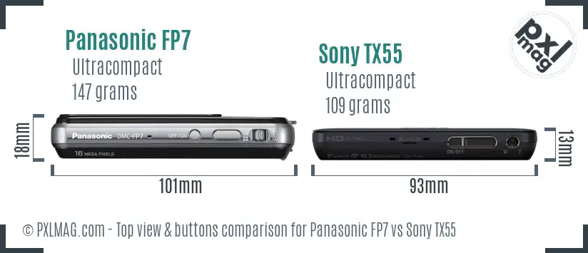 Panasonic FP7 vs Sony TX55 top view buttons comparison