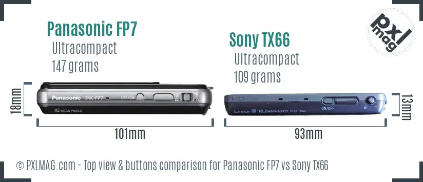 Panasonic FP7 vs Sony TX66 top view buttons comparison