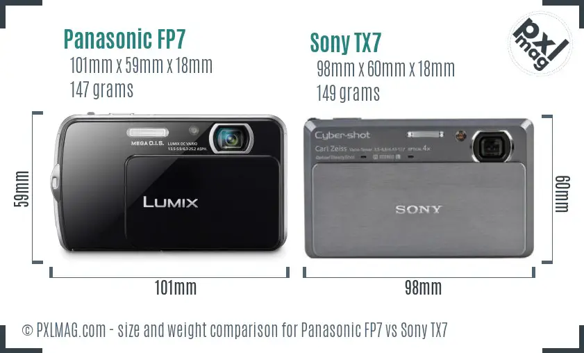 Panasonic FP7 vs Sony TX7 size comparison