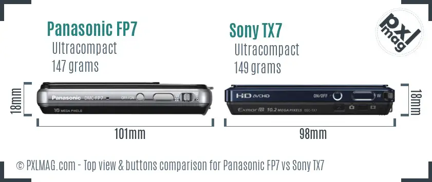 Panasonic FP7 vs Sony TX7 top view buttons comparison