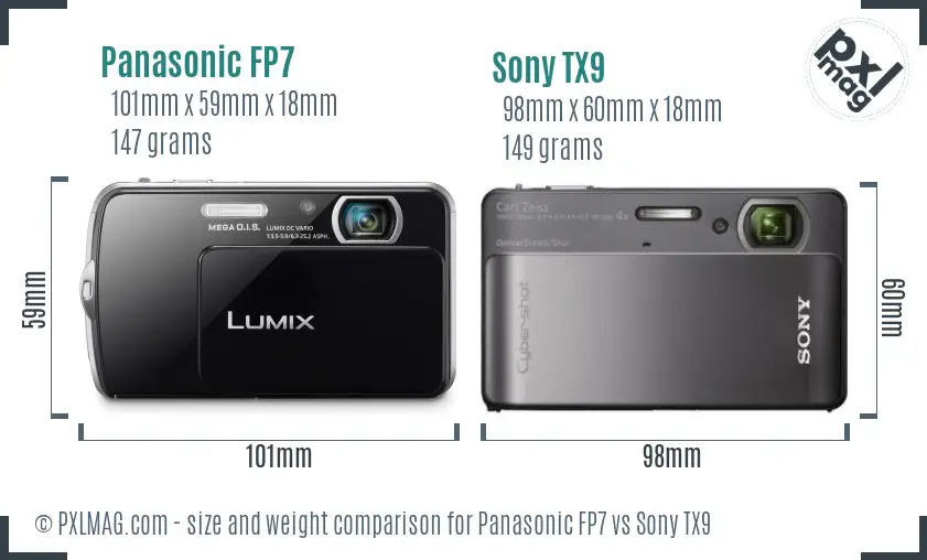 Panasonic FP7 vs Sony TX9 size comparison