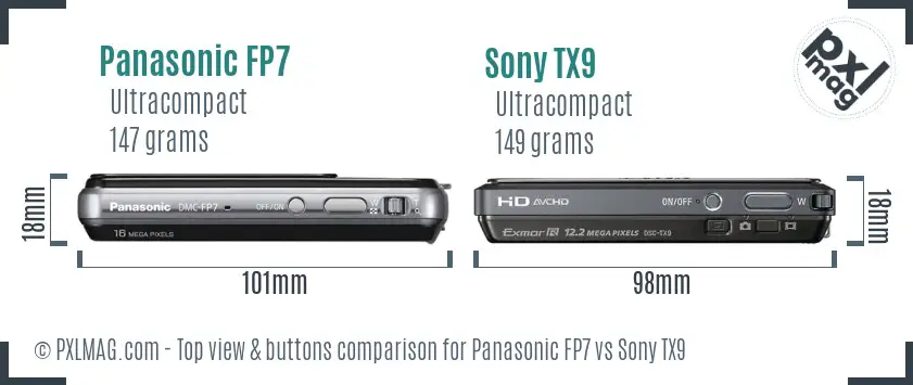 Panasonic FP7 vs Sony TX9 top view buttons comparison