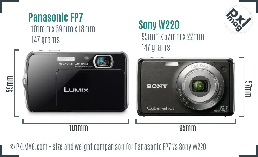 Panasonic FP7 vs Sony W220 size comparison