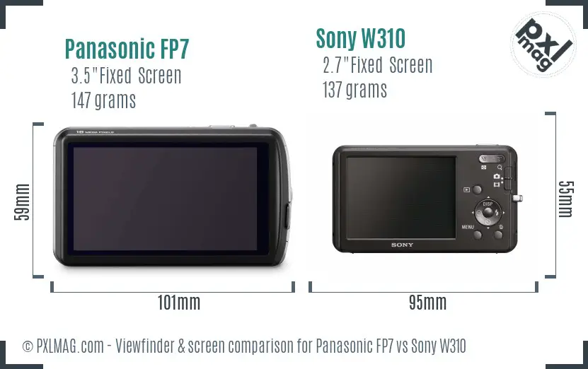 Panasonic FP7 vs Sony W310 Screen and Viewfinder comparison