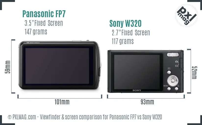 Panasonic FP7 vs Sony W320 Screen and Viewfinder comparison