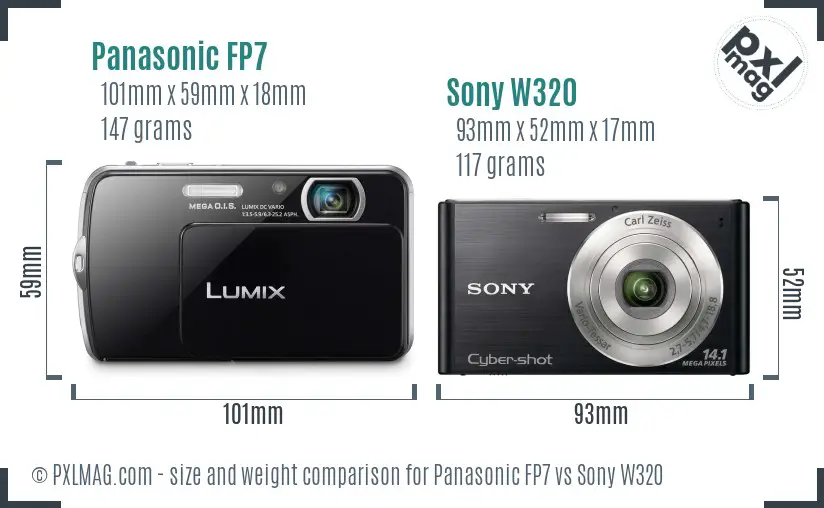 Panasonic FP7 vs Sony W320 size comparison