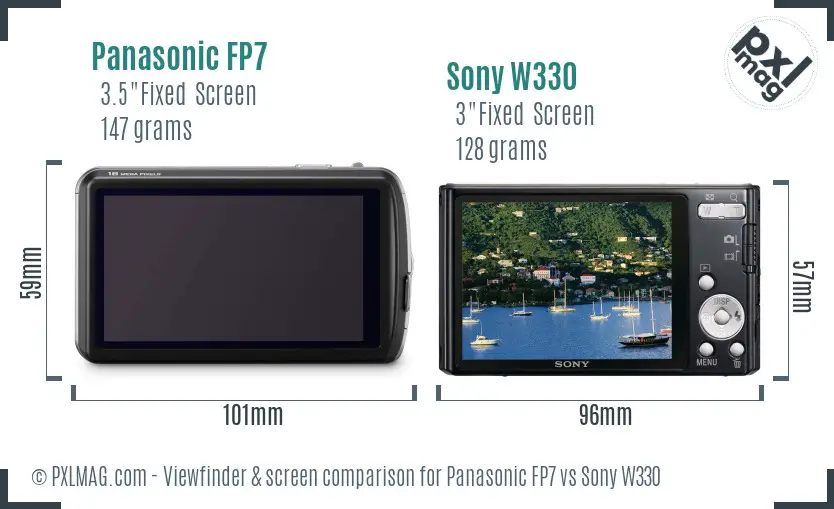 Panasonic FP7 vs Sony W330 Screen and Viewfinder comparison