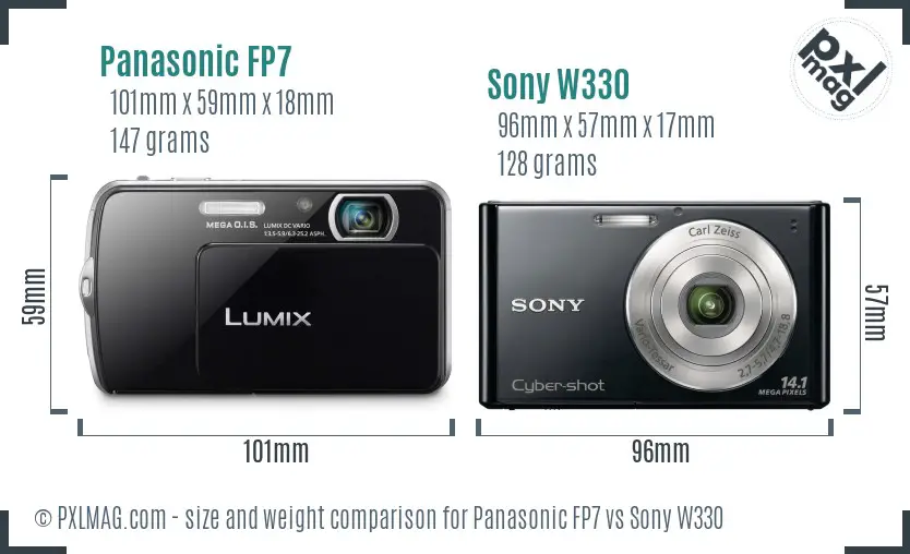Panasonic FP7 vs Sony W330 size comparison