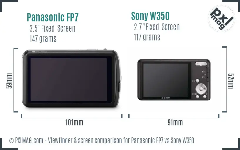 Panasonic FP7 vs Sony W350 Screen and Viewfinder comparison