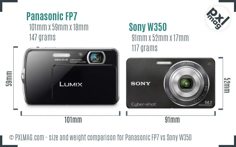 Panasonic FP7 vs Sony W350 size comparison