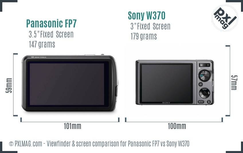 Panasonic FP7 vs Sony W370 Screen and Viewfinder comparison
