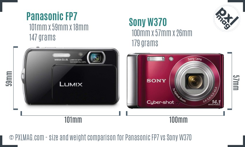 Panasonic FP7 vs Sony W370 size comparison
