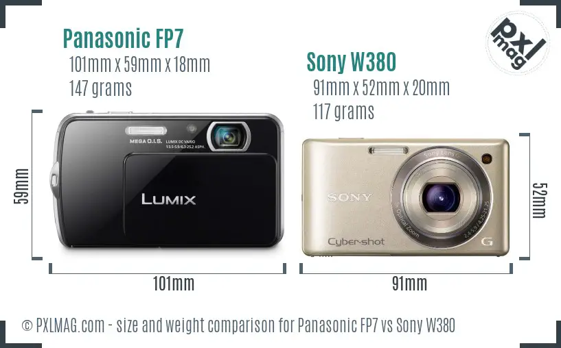 Panasonic FP7 vs Sony W380 size comparison