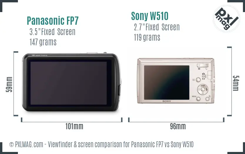 Panasonic FP7 vs Sony W510 Screen and Viewfinder comparison