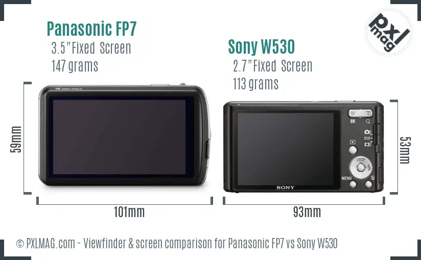 Panasonic FP7 vs Sony W530 Screen and Viewfinder comparison
