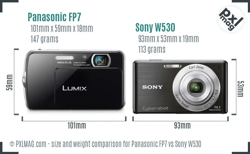 Panasonic FP7 vs Sony W530 size comparison