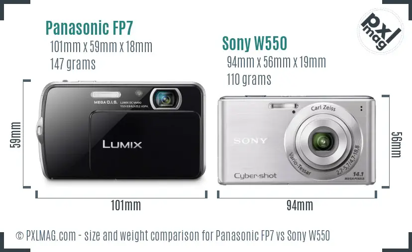 Panasonic FP7 vs Sony W550 size comparison