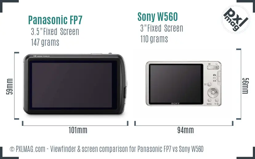 Panasonic FP7 vs Sony W560 Screen and Viewfinder comparison