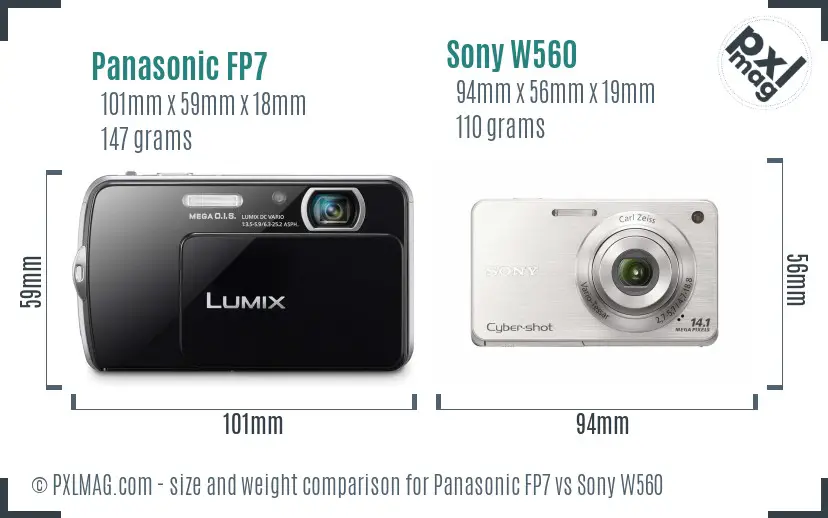 Panasonic FP7 vs Sony W560 size comparison