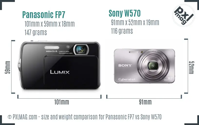 Panasonic FP7 vs Sony W570 size comparison