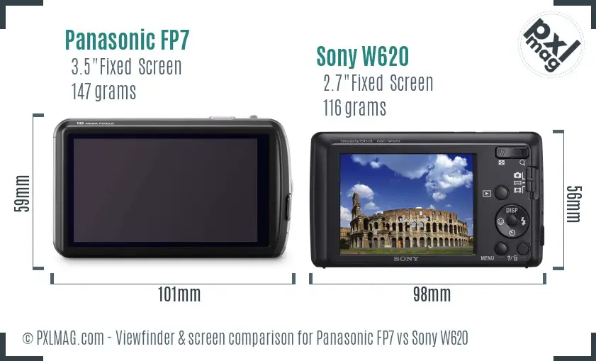 Panasonic FP7 vs Sony W620 Screen and Viewfinder comparison