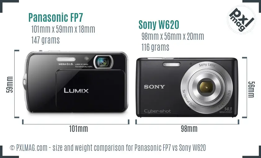 Panasonic FP7 vs Sony W620 size comparison