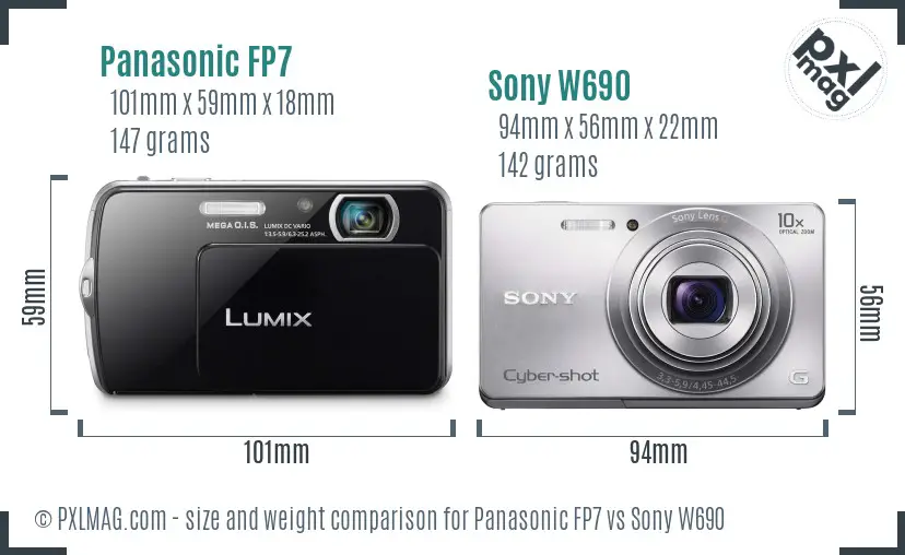 Panasonic FP7 vs Sony W690 size comparison