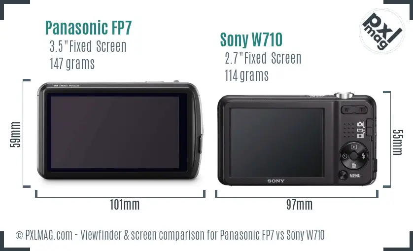 Panasonic FP7 vs Sony W710 Screen and Viewfinder comparison