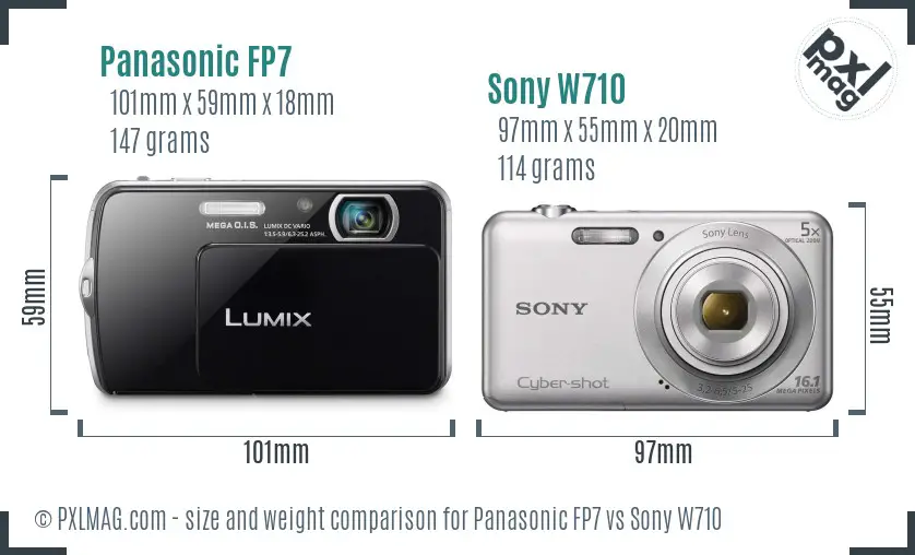 Panasonic FP7 vs Sony W710 size comparison
