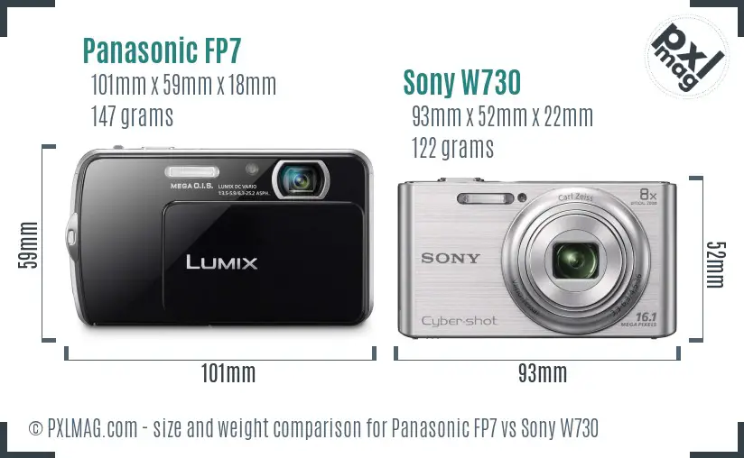 Panasonic FP7 vs Sony W730 size comparison