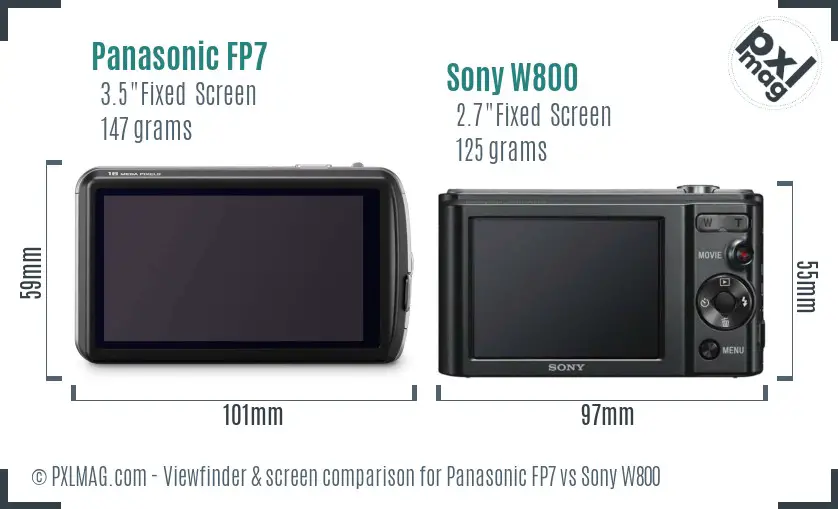 Panasonic FP7 vs Sony W800 Screen and Viewfinder comparison