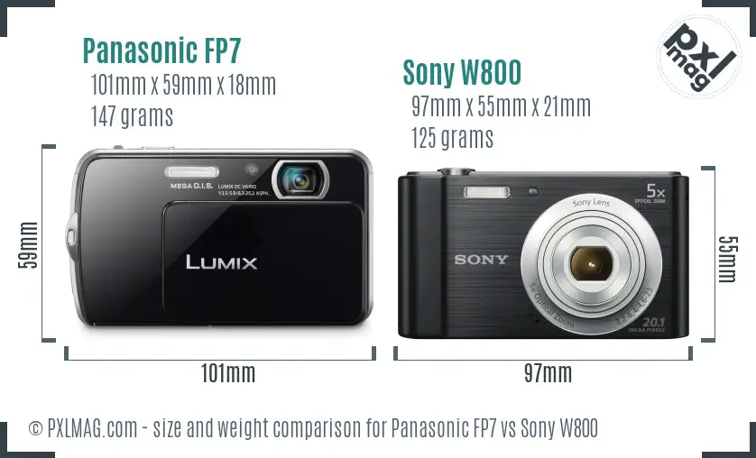 Panasonic FP7 vs Sony W800 size comparison