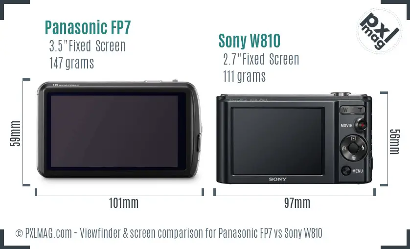 Panasonic FP7 vs Sony W810 Screen and Viewfinder comparison