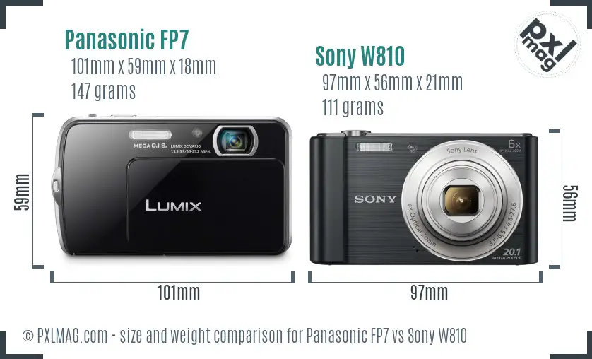 Panasonic FP7 vs Sony W810 size comparison